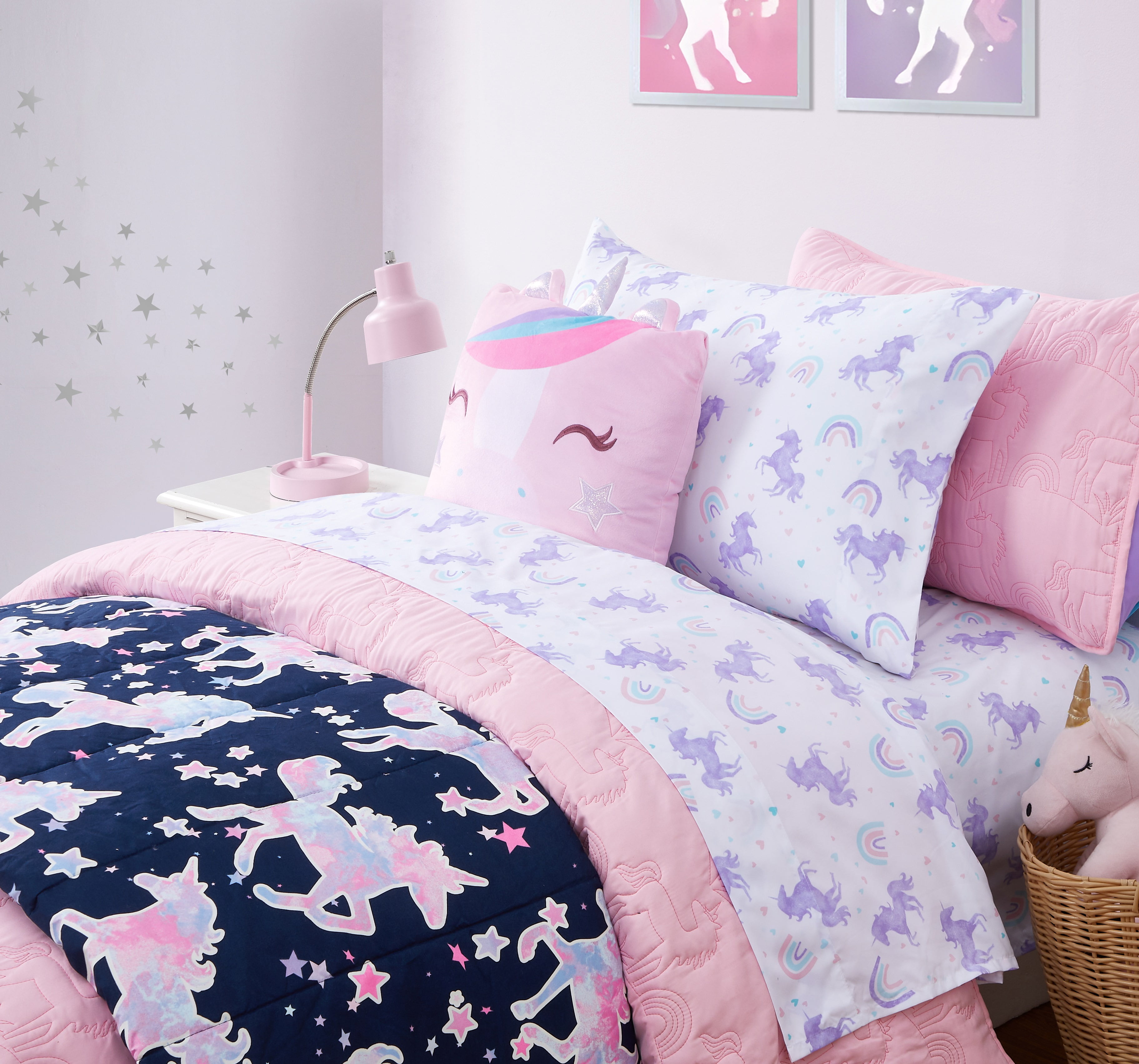 Your Zone Kids Super Soft Microfiber Sheet Set Full, Purple Unicorn, 4 Piece