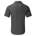 thumbnail image 3 of Men's Dress Shirts Button-Down Shirts Short Sleeve Shirt Blouse Solid Print Dark Gray Xl, 3 of 4