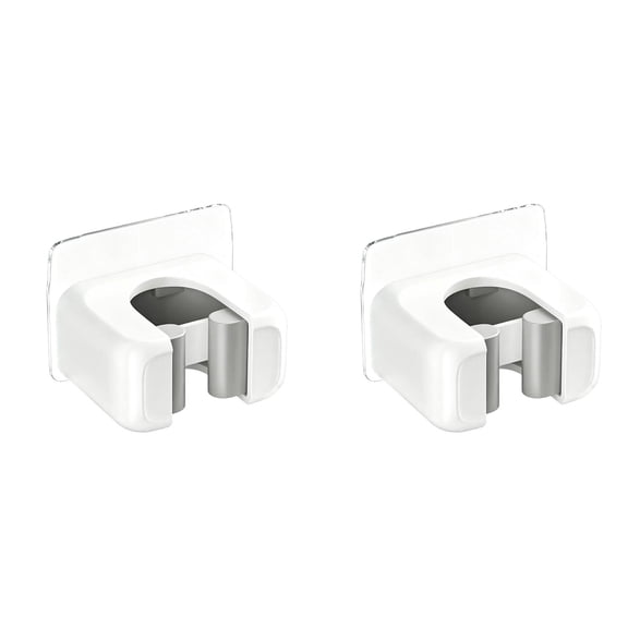 2 Pack No Drill Self Adhesive Wall Mount Mop & Broom Holder, Storage Organizer with Built-in Hooks, Space-Saving Hanger for Bathroom, Kitchen, Laundry Room, Garage & Garden Tool Storage