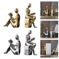 thumbnail image 2 of Modern Abstract Bookshelves Sculptures Statues for Living Room or Study Electroplated Ceramic Reading Figurines, 2 of 8