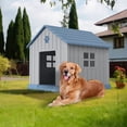 thumbnail image 4 of ENNSOO 38-Inch Plastic Dog House for Outdoor and Indoor, Waterproof with Elevated Floor and Air Vents, Blue, 4 of 6