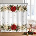 thumbnail image 2 of Duangreer Christmas Poinsettia Flower Shower Curtain, Watercolor Red Beige Floral Waterproof Fabric Curtain with Hooks, 36"x72", 2 of 5