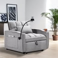 thumbnail image 2 of Multi-pockets Sleeper Chair - Heavy Duty, 1 Seat Bed Pull Out Soft Velvet, Adjustable Angle, 2 of 6