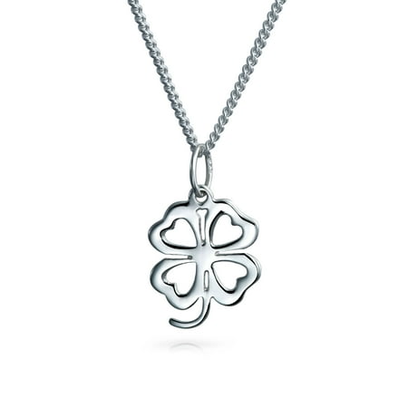 4 Leaf Clover Shamrock Necklace - Heart Flower Shamrock Good Luck Charm Four Leaf Clover Pendant Necklace For Women For Teen 925 Sterling Silver