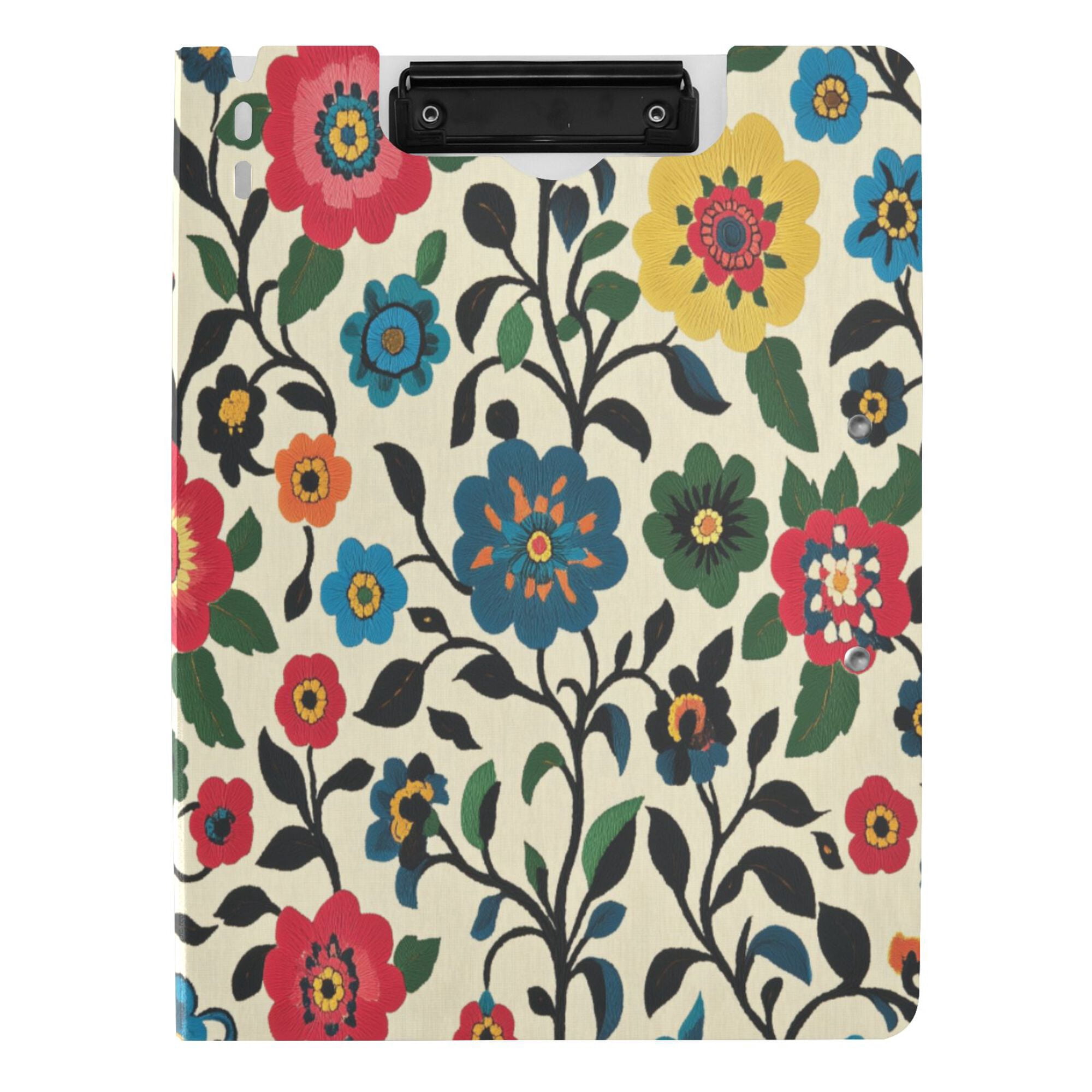 FORMRS A4 Clipboard Folder with Pen Holder Horizontal Foldable School Office Binder, Vibrant Floral