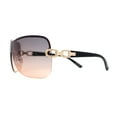 thumbnail image 3 of Womens Oversize Shield Curved Wrap Around Designer Sunglasses Gold Black Brown, 3 of 4