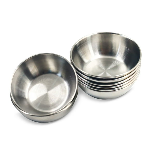 8 Pack Stainless Steel Soy Sauce Dishes 8.3cm/3.2in, Dipping Bowls, Thick and Round Sauce Bowls, Dipping Sauce Cups, Condiment Bowls, Seasoning Plates for Side Dishes Dessert, Silver