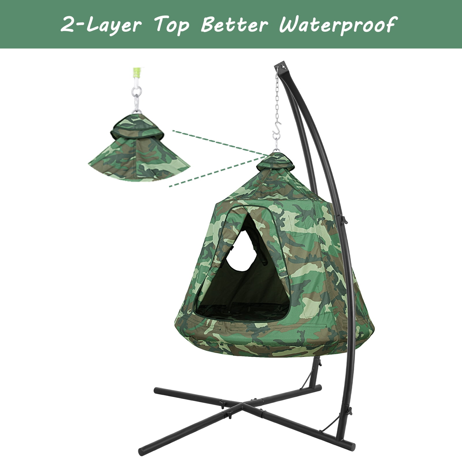 TLSUNNY Hammock Chair with X-Stand, Hanging Tree Tent, Swing Chair & LED Lights for Indoor/Outdoor Use (330LBS)