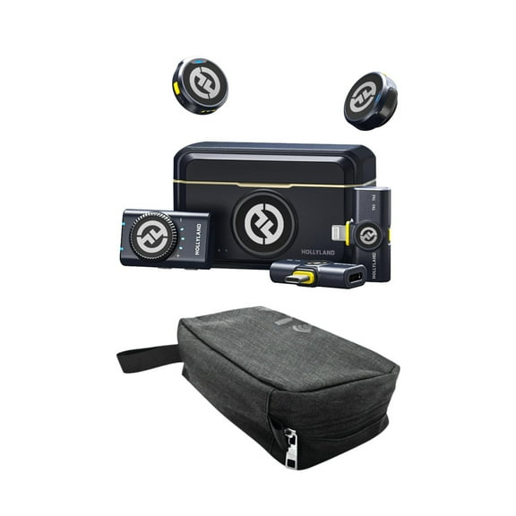 Hollyland LARK M2 DUO 2-Person Wireless Combo Microphone System with Zippered Storage & Travel Case (Black)
