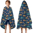 thumbnail image 3 of Cartoon Construction Vehicles Cones Hooded Bath Towel，50"x30" for Ages 3 To 12 Kids, Quick Dry Lightweight Soft Microfiber Hood Beach Towel Cover Up for Kids, 3 of 7