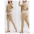 thumbnail image 5 of Women's 2 Piece Tracksuit Set Sexy Cold Shoulder Full Zip Jacket and Split Hem Jogger Pants Outfits S-2XL, 5 of 8