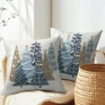 thumbnail image 5 of Blue Christmas Trees Pillow Covers 16x16 Inches, Set of 2 Xmas Winter Seasonal Snowflakes Pine Tree Cotton Linen Cushion Case Farmhouse Decorative Pillowcase for Home Sofa Couch, 5 of 6