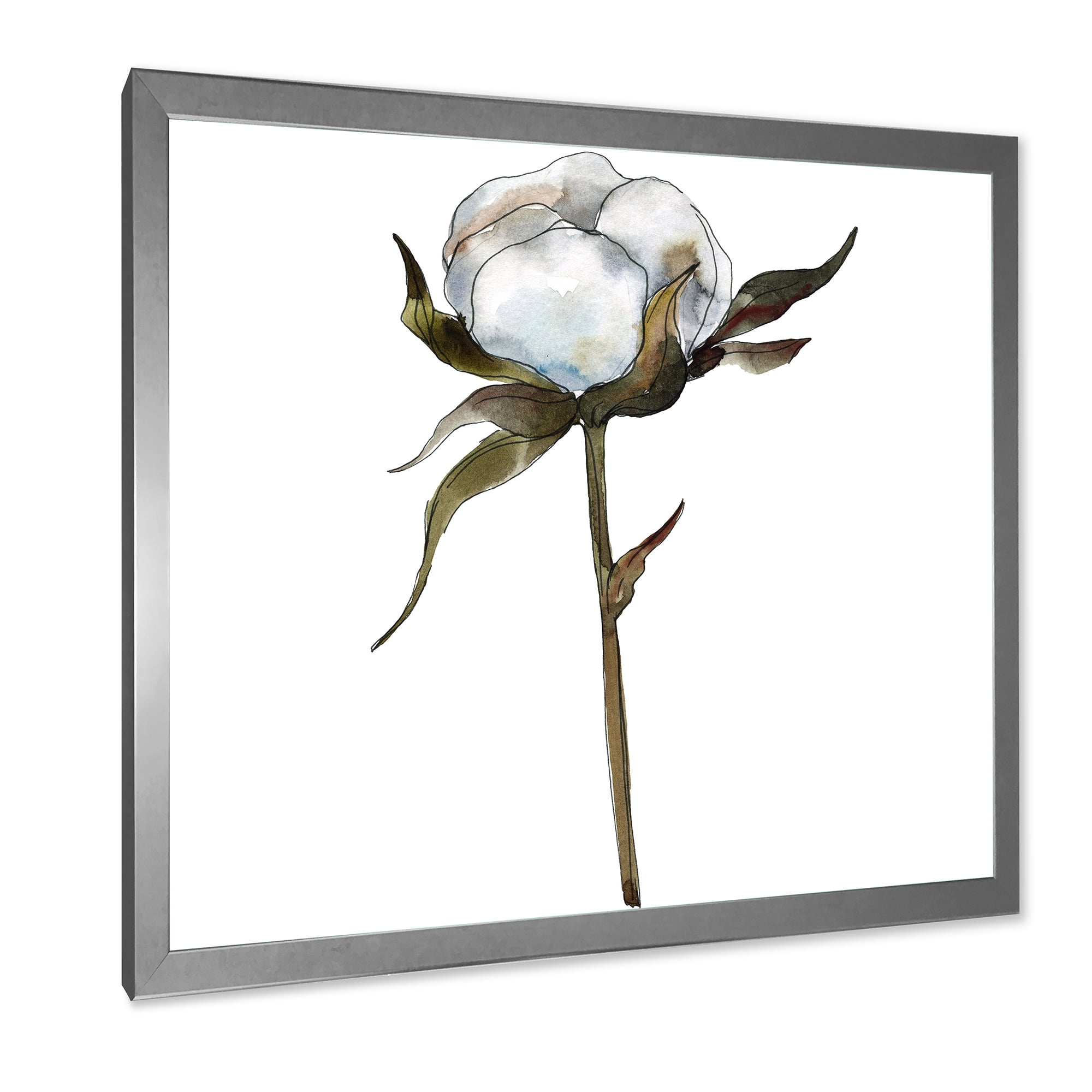 Designart 'Cotton Flower Retro Style' Traditional Framed Art Print