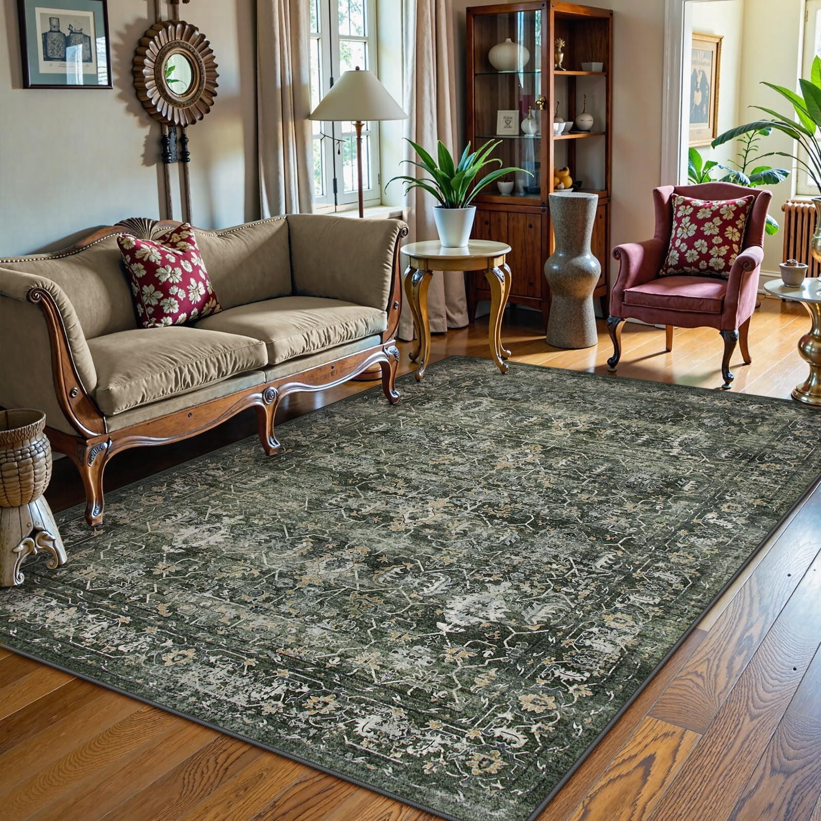 Moynesa Washable Area Rugs,5x7 Rugs for Bedroom Soft Rugs for Bedroom Aesthetic Boys,Retro Distressed Non Slip Throw Rug Carpet Dining Room Rugs for Under Table