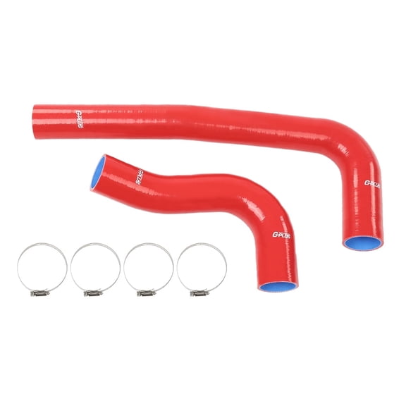 PIT66 Silicone Radiator Hose Kit Fit for 2003-2010 Dodge Ram 5.9L/6.7L Cummins Diesel Red with Clamps