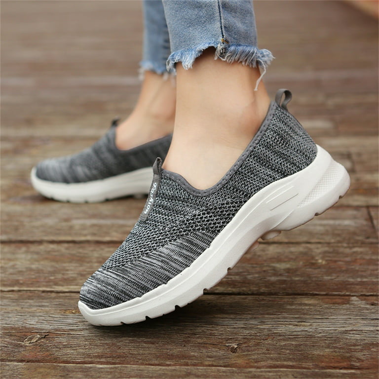 WOMENS KNIT SLIP ON SNEAKERS LADIES SPORT GYM TRAINERS FASHION
