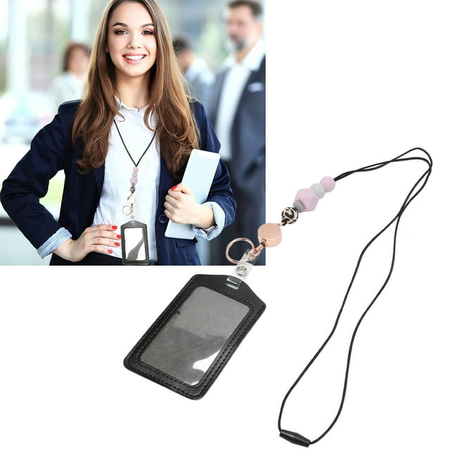 Adjustable Transparent Silicone Beaded Lanyard with ID Holder Multi Purpose Key Chain for Companies Trade Shows