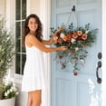 thumbnail image 5 of Yhmxh Artificial Rose Hanging Floral Swag, 23.62in Wide Flower Wall Hanging Decor with Trailing Vines, Rose Greenery Swag for Front Door, Wall, Window, Wedding Arch, Outdoor Indoor Floral Decorations, 5 of 6