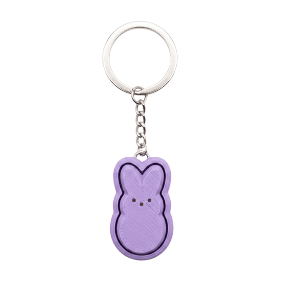 1 Pack 3.8cm 3D Printed Eco-Friendly PLA Easter Bunny Fidget Keychain, Bag Charm with Sturdy Metal Split Ring