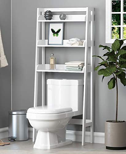 UTEX 3-Shelf Bathroom Organizer Over The Toilet, Bathroom Space saver, Bathroom Shelf, White Finish