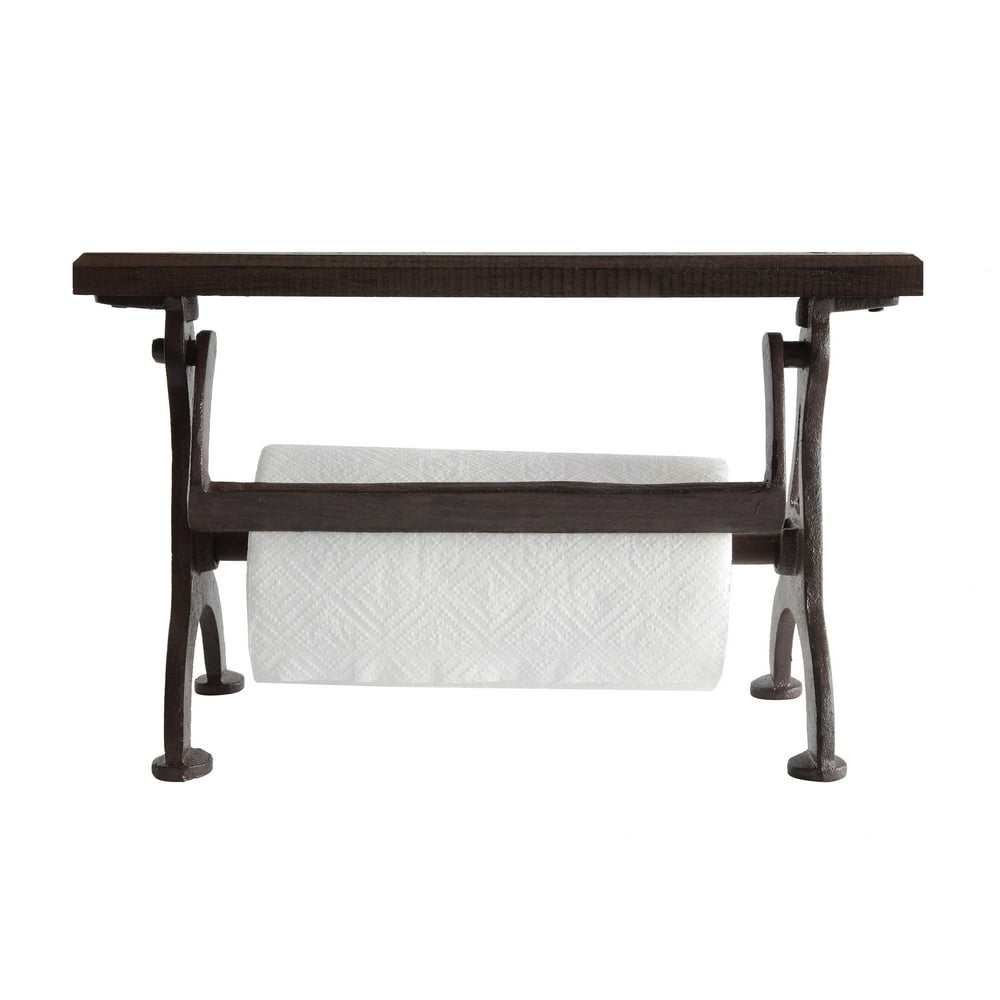 Cast Iron & Wood Paper Towel Holder