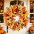 thumbnail image 4 of Bcylexb Fall Harvest Wreaths, 15.8" Maple Leaf Door Wreaths Artificial Autumn Wreath for Front Door Thanksgiving Wall Home Decor, 4 of 6