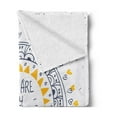 thumbnail image 2 of Saying Soft Flannel Fleece Throw Blanket, Romantic Retro Inspired Aztec Pattern Circle with Love Wish Phrase Print, Cozy Plush for Indoor and Outdoor Use, 60" x 80", Yellow Blue, by Ambesonne, 2 of 5