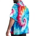 thumbnail image 3 of tie dye132 Men's Short Sleeve Printed Poplin Shirt with Spread Collar Tops - Casual Button Down Summer Beach Shirt for Men and Women, 3 of 6