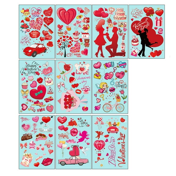 nvzhuang Valentine’s Day Window Clings Cute Couple Heart Balloon Truck Window Stickers Glass Decorations for Home