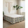 thumbnail image 2 of Yellow Floral Wrap Around Bed Skirts for King Bed 16" Drop,Bed Skirt with Adjustable Elastic Belt Dust Ruffle Bed Valance for Bedroom Hotel Pastoral Pastel Blue Daisy Wildflower Bed Frame Cover, 2 of 7