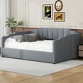 thumbnail image 2 of Full Size Upholstered Daybed with Underneath Storage, Linen Fabric Sofa Bed Frame with Slats Support and Solid Wood Legs for Living, Bedroom, Guest Room, No Box Spring Needed, Gray, 2 of 9