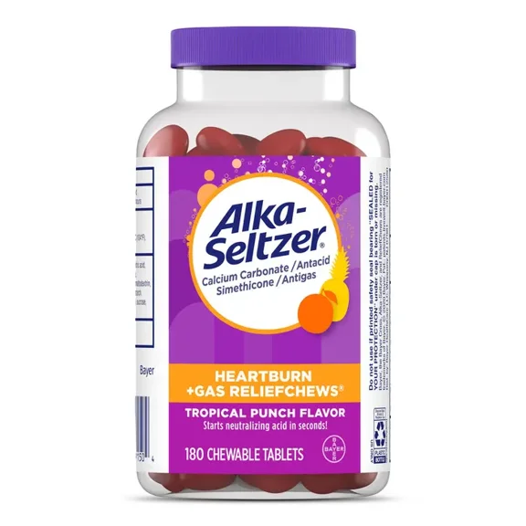 ALKA-SELTZER HEARTBURN RELIEF   GAS Relief Chews Tropical Punch 180ct. 12cs.