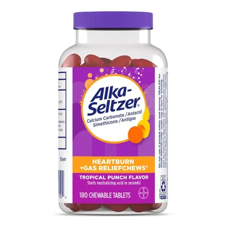ALKA-SELTZER HEARTBURN RELIEF + GAS Relief Chews Tropical Punch 180ct. 12cs.