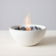 TerraFlame Basin Table Top Fire Bowl Gel Fuel - Stone Cast - White
