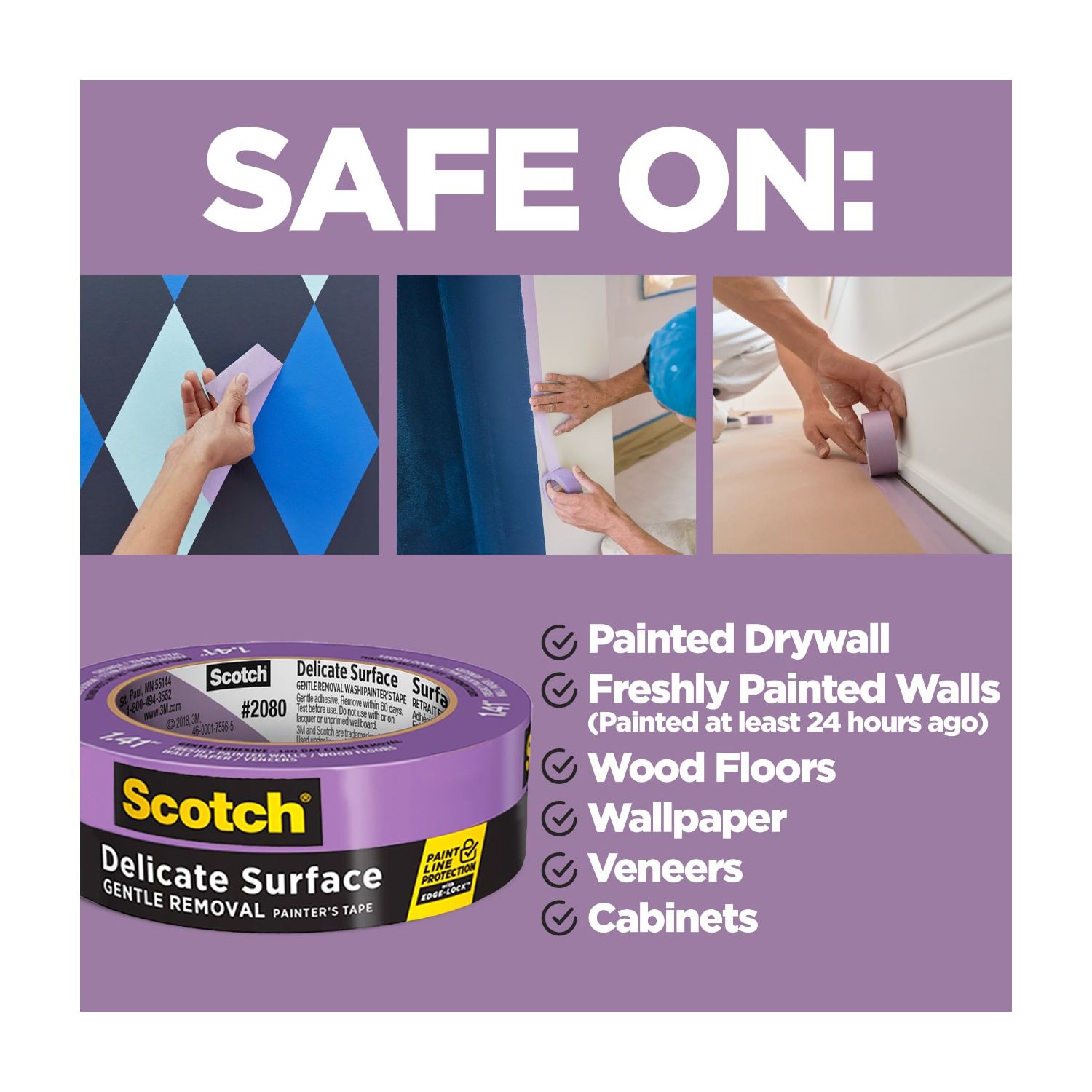 Scotch Delicate Surface Painter's Tape, Purple, 1.41" x 60 Yds photo 2