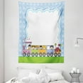 thumbnail image 1 of Kids Party Tapestry, Locomotive Train with Cute Children and Surprise Present Boxes Retro Polka Dots, Wall Hanging for Bedroom Living Room Dorm Decor, 60W X 80L Inches, Multicolor, by Ambesonne, 1 of 2