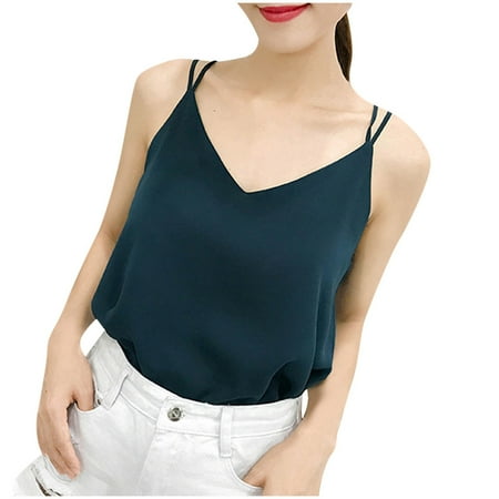 Cotton Undershirts Women Fashion Women Chiffon V-Neck Casual Sleeveless Camis Vest Solid Ladies Slim Tops Fitted Shirt Girls