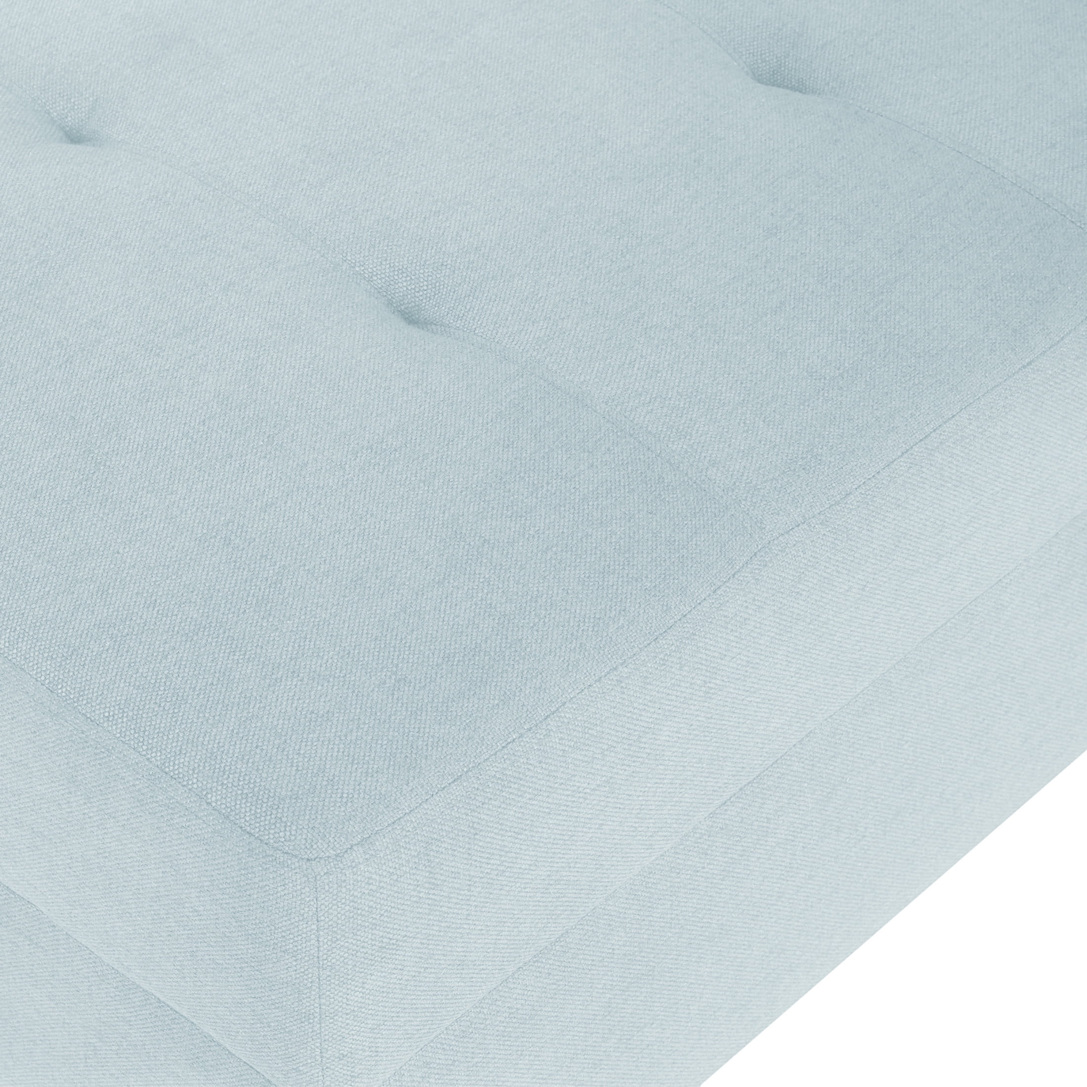 Kamil Elegant Fabric Ottoman with Plush Cushion & Durable Birch Wood Legs, Light Sky