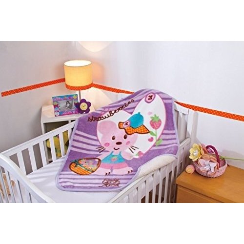 BabyMink Luxurious Baby Crib Sherpa Blanket with Strawberry Loving
