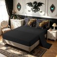 thumbnail image 4 of meiyoeat Black Gold Dragons Twin Bedding for Men Women Boys, Mystic Flame Wildlife Bedding Comforter Set, Black Gold, Black Reversible, 7 Pieces, 4 of 5