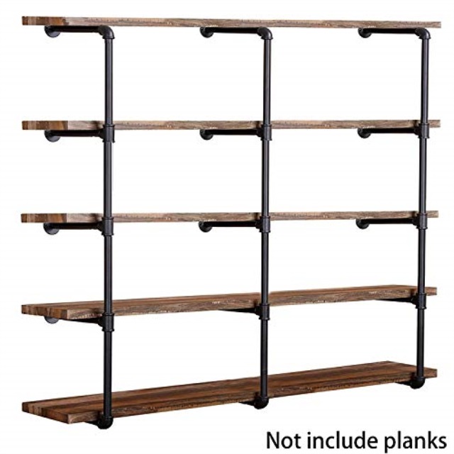 4 Pcs Details about / Industrial Pipe Shelf Bracket Black Iron Wall Mounted Shelves Brackets 2