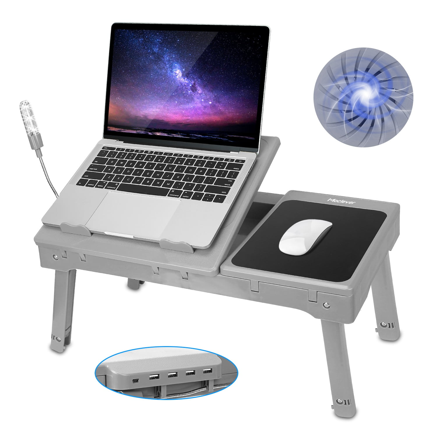 iMountek Foldable Laptop Table Bed Notebook Desk With Cooling Fan Mouse