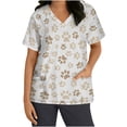 thumbnail image 2 of Snoarin Summer Plus Size Summer Tops for Women Tops Short Sleeve V-neck Tops Working Uniform Floral Print With Three Pockets Blouse Work Uniforms for Women on Clearance, 2 of 5