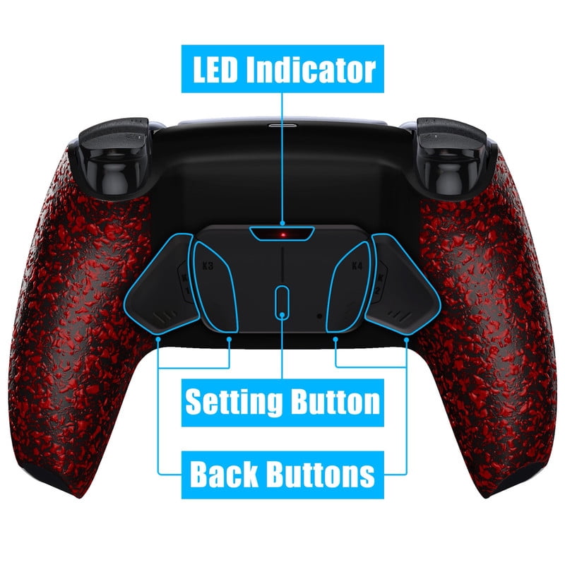 eXtremeRate RISE4V3 Back Button Remap Kit for PS5 Controller BDM-030/040/050, Upgrade Board with Textured Red Shell, 4 Programmable Paddles