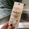 thumbnail image 5 of 10pcs Pearls Crystal Hairpin Stylish Elegant Decorative Hand Crafted Star Sea Hair Clip Set for Daily Party Travel, 5 of 9