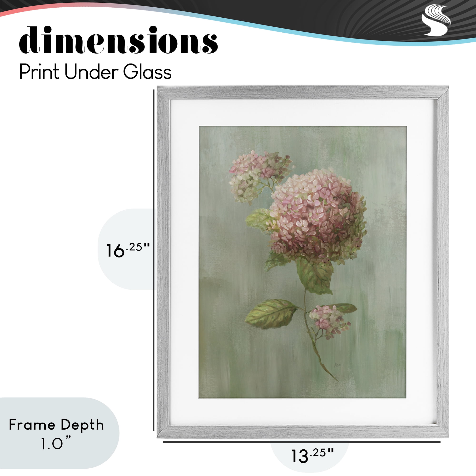 Stupell Industries Single Hydrangea Bushel Gray Framed Print Under Glass, design by Nan