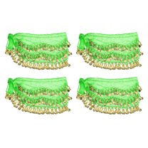 Uxcell Belly Dance Hip Scarf Women's Belly Dance Costume Skirt Wrap with Coins for Dance or Yoga Class Light Green