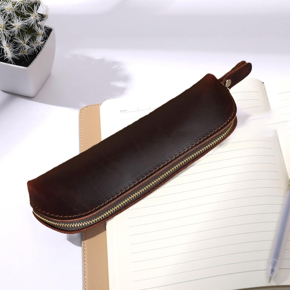 Genuine Leather Pencil Case, Make-up Brush Holder, Leather Pen