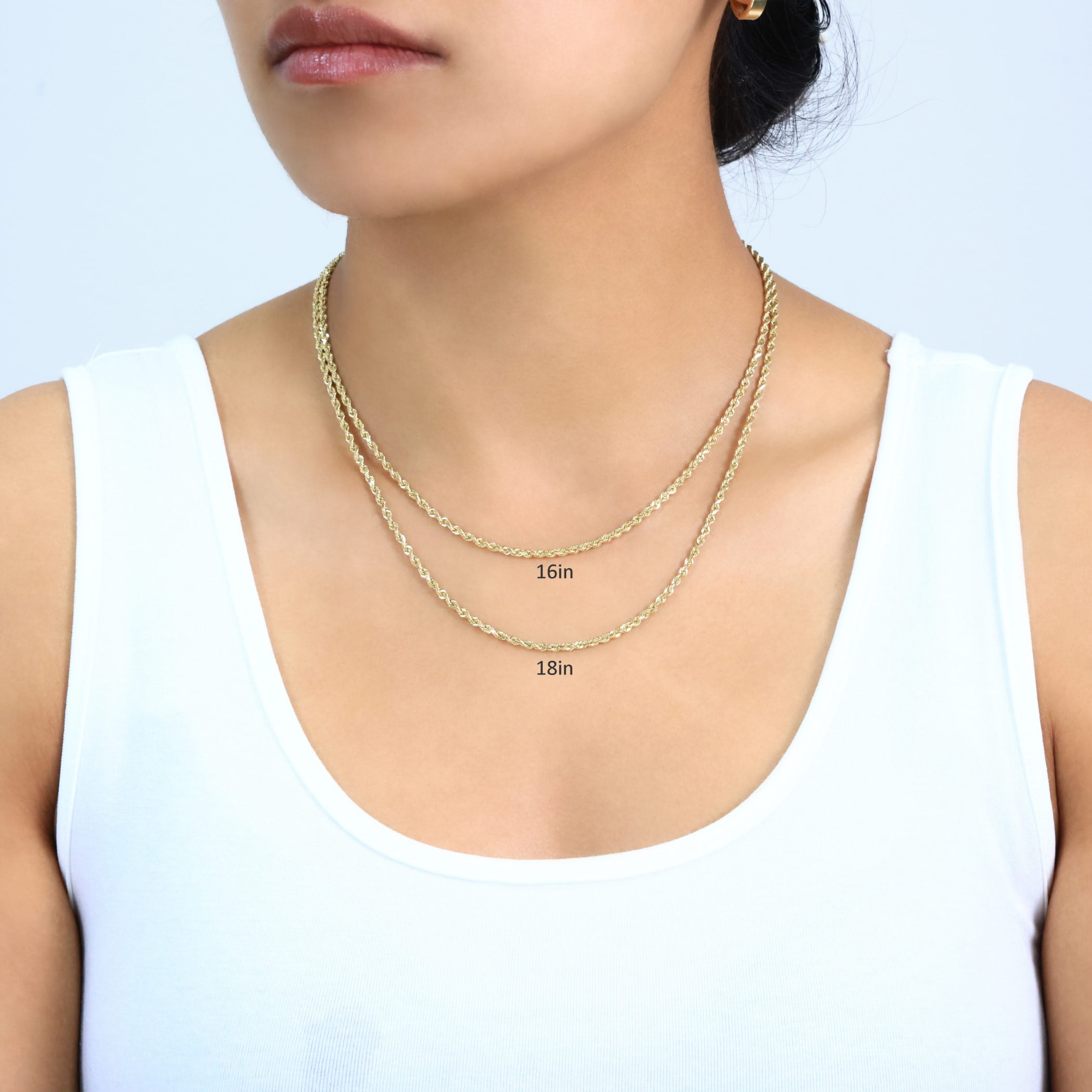 Nuragold 10k Real Yellow Gold 2.5mm Rope Chain Diamond Cut Necklace (16"-30") Italian Jewelry for Men & Women