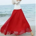 thumbnail image 4 of VUPSGEZ Ruffle Flowy Casual Long Skirt Women'S Spring/Summer Casual Tulle Solid Color High Waist Lightweight Long Ankle Floor Skirt Juniors’ Knit Maxi Skirt(Red,One Size), 4 of 4